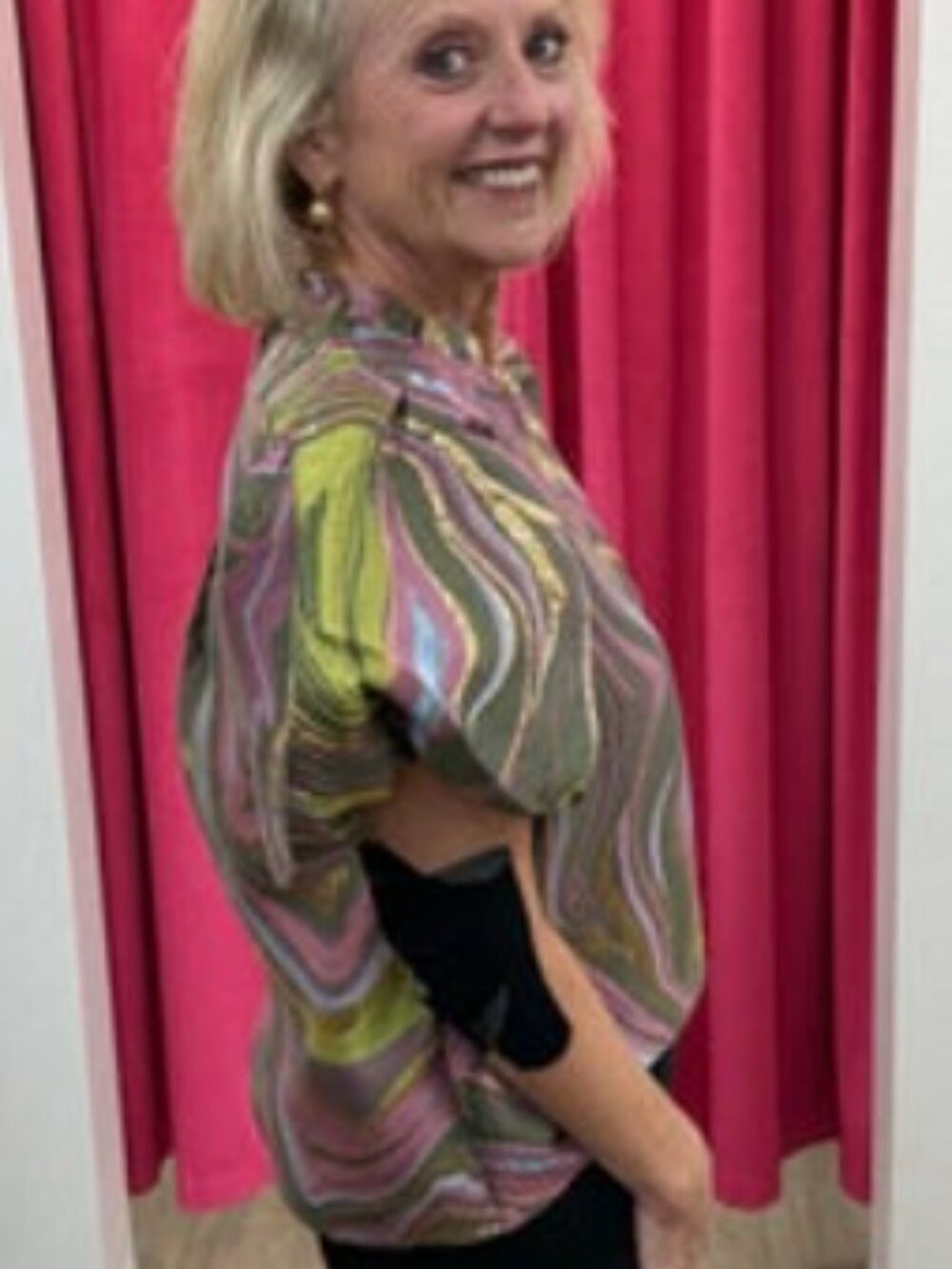 Abstract Jacquard Ruffle Top -NWT - Picture 3 of 4